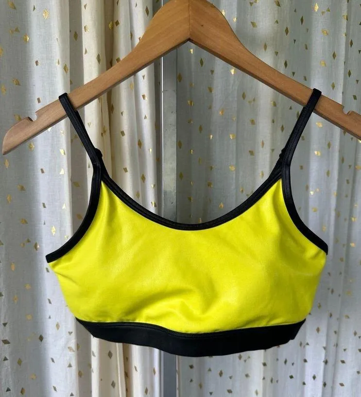 Zyia Active Light & Tight Metallic Neon Yellow Adjustable Strap Sports Bra L - Image 3