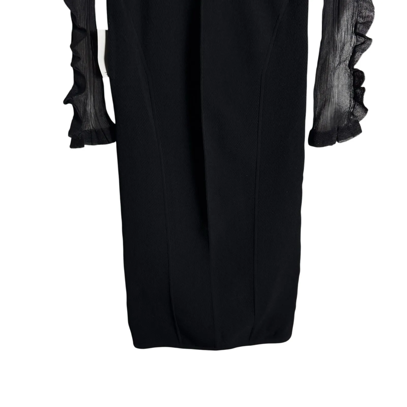 Herve Leger Black Ruffle Sheer Long Sleeve Corset Sweetheart Midi Dress Size S - Image 11