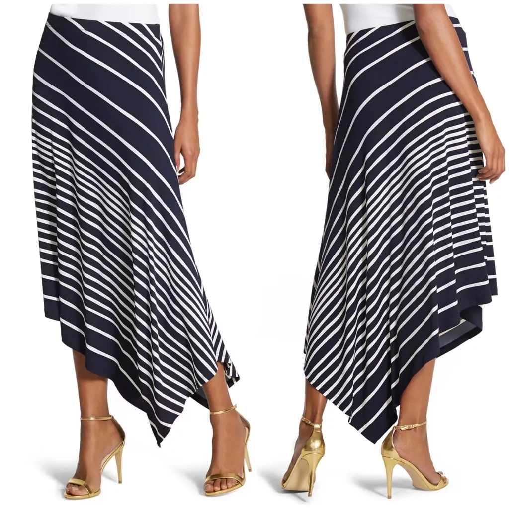 New Chico's Knit Kit Striped Midi Skirt‎ Size Medium Chico's Size 1 - Image 2