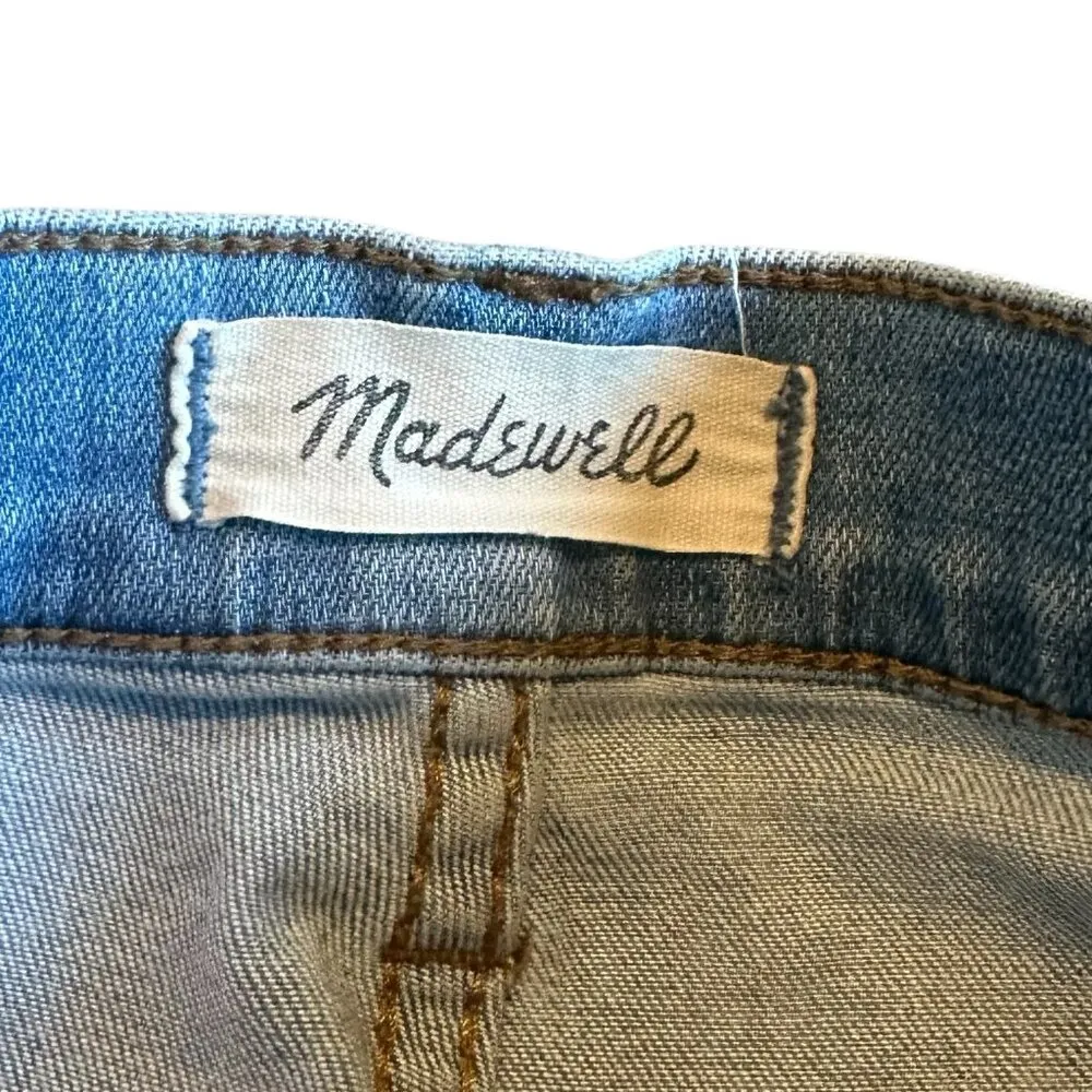 Madewell Cai Demi-Boot Cut Jeans Pants Light Wash High Low Raw Hem Size 26 Women - Image 11