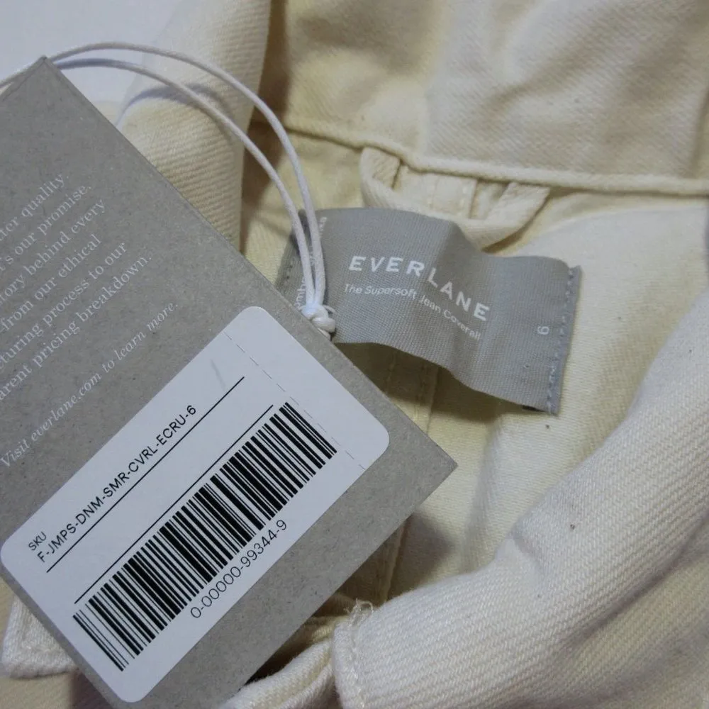 NWT Everlane The Supersoft Jean Coverall in Seeded Ecru Denim Cotton Jumpsuit 6 - Image 4