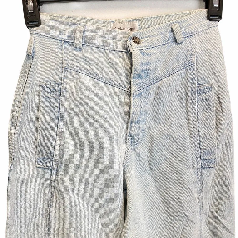 Vntg Calvin Klein Light Wash High Rise Mom Jeans 9 - Image 3