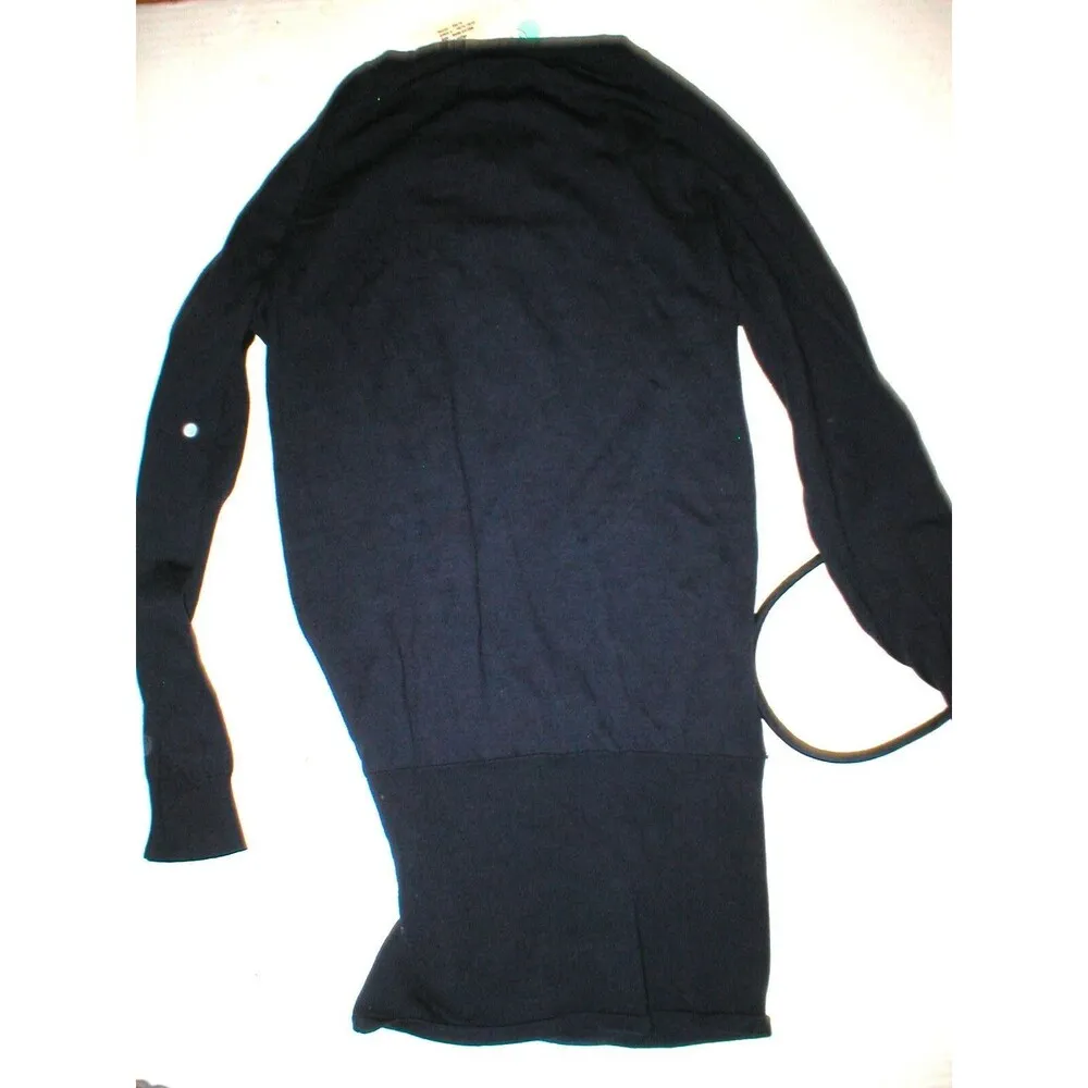 NWT New Womens Designer Acne Blouse Top XS Jersey Navy Blue Belt LS Dark Cotton - Image 10