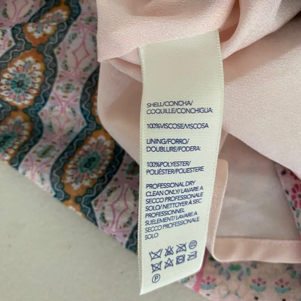 Rebecca Minkoff Pink Redland Bell Sleeve Patchwork Bohemian Mini Dress Small - Image 8