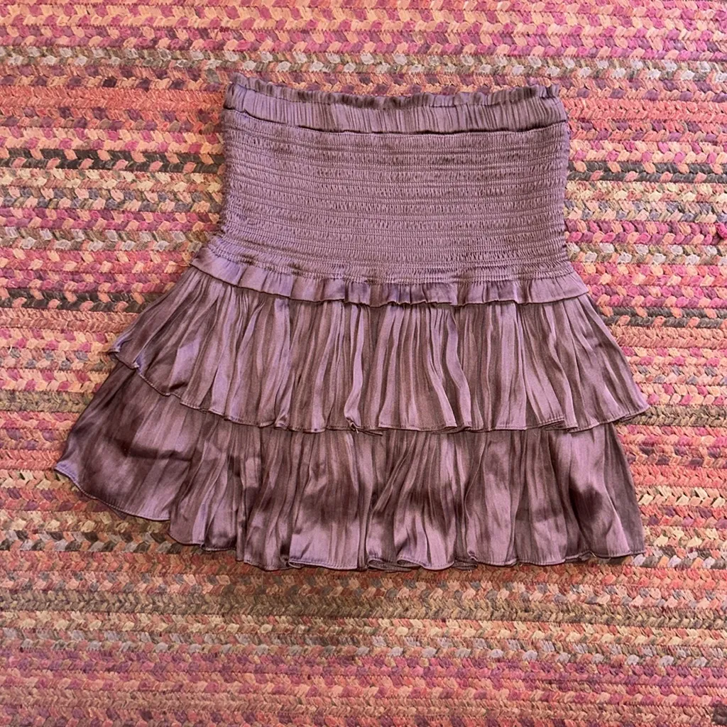 RESET BY JANE SILKY SMOCKED TIERED SKIRT Purple - Image 2
