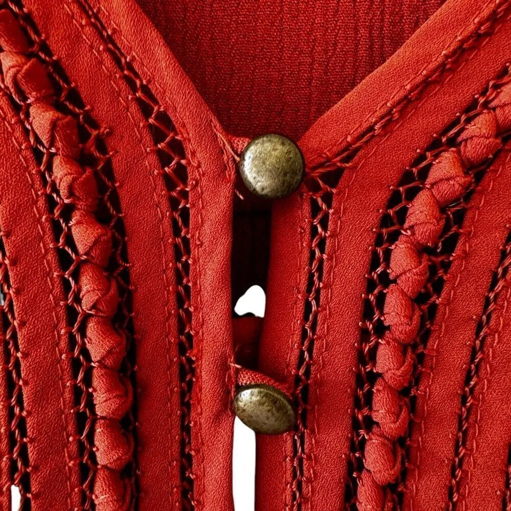 Anthropologie Daniel Rainn Rust Orange Long Sleeves V-Neck  Sz L #2383 - Image 4