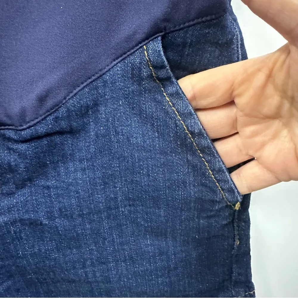 PinkBlush Maternity Dark Wash Denim Full Belly Band Blue Jean Shorts Womens XS - Image 11