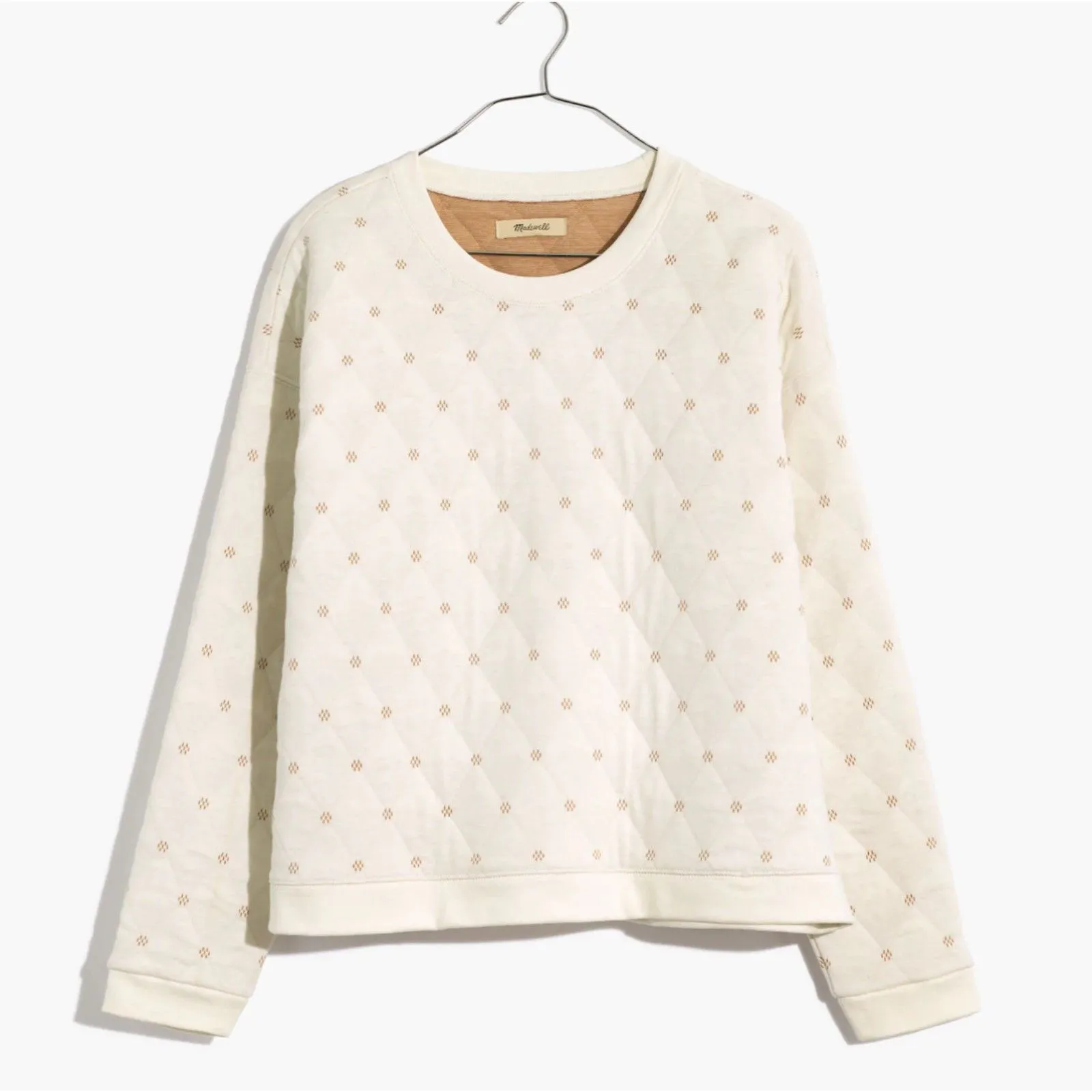 Madewell  Antique Cream Quilted Swing Pullover Sweatshirt Sweater Womens Small - Image 6