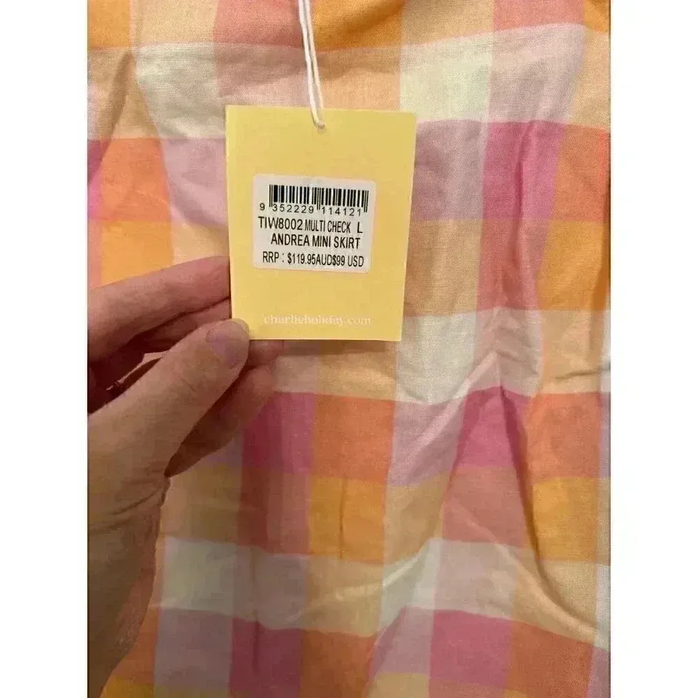 Charlie Holiday Anthropologie‎ Andrea Check Mini Skirt size L/8 NWT - Image 5