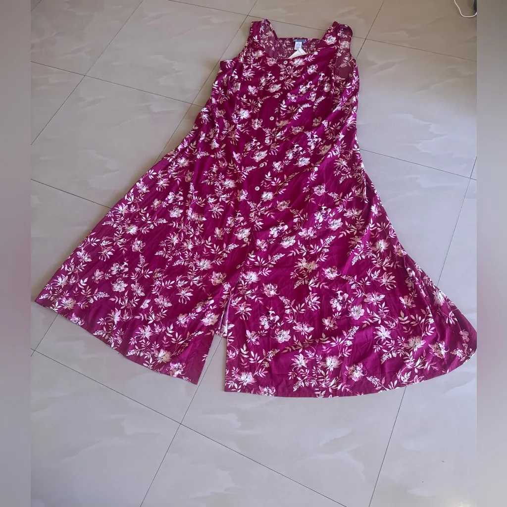 Koret pink Floral Sleeveless Maxi Button Front Dress 2X Plus summer lightweight White - Image 14