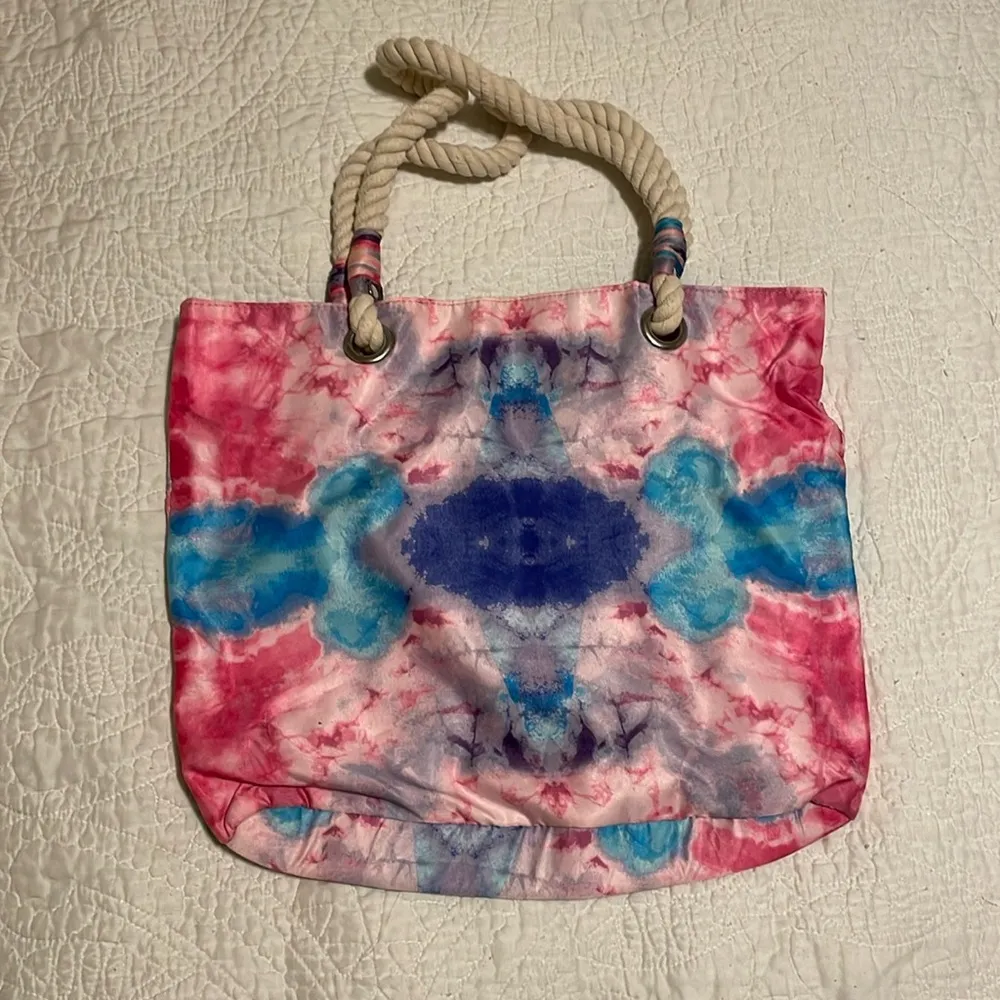 Pink, Purple, and Blue Tie Dye Tote Pink - Image 2