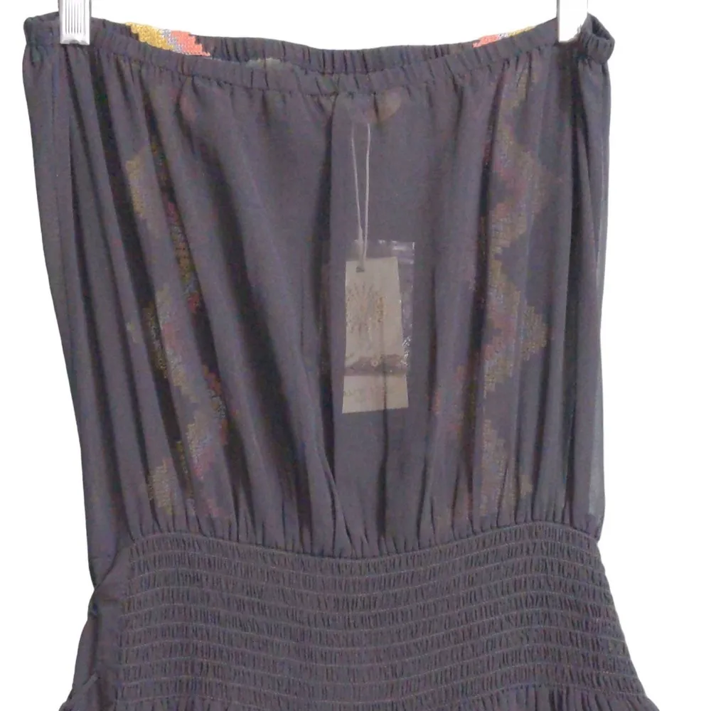 Ramy Brook Embroidery Alissa Strapless Mini Dress Swim Coverup Black Aztec S New - Image 9