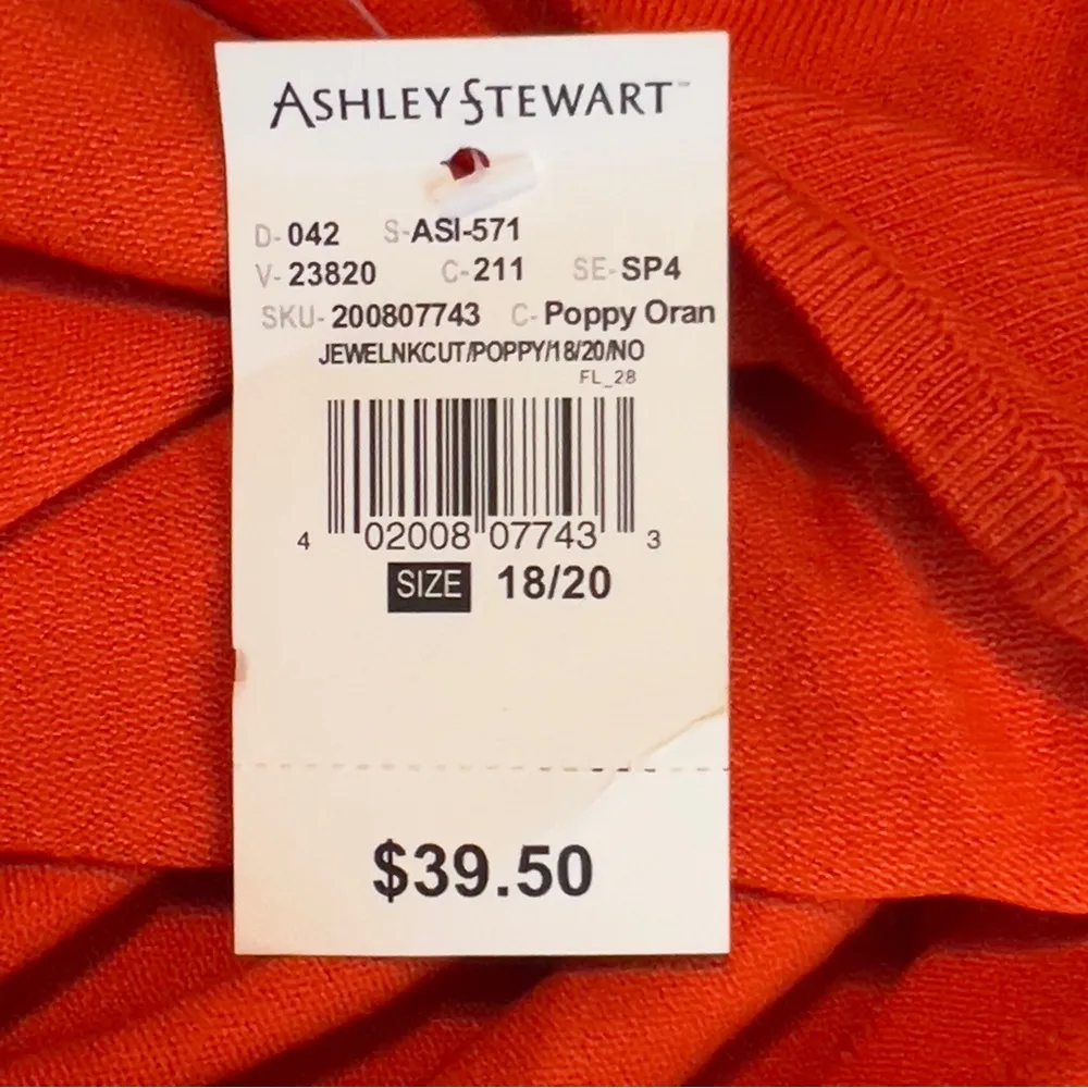 Ashley Stewart Size 18/20 Halter Neck Cold Shoulder Short Sleeve Orange Sweater - Image 7