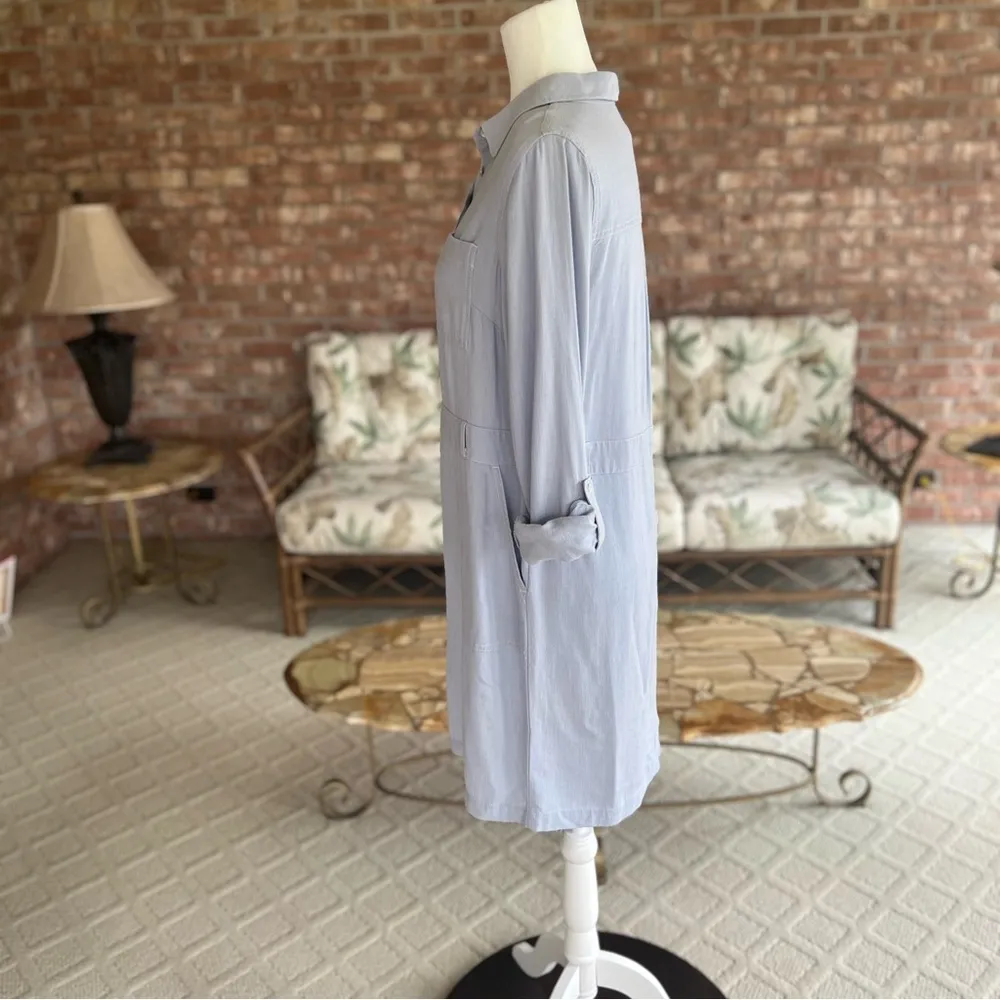 J. Jill Dress Lagenlook Linen Blend Shift Blue XS Casual Vacation Brunch Office - Image 7