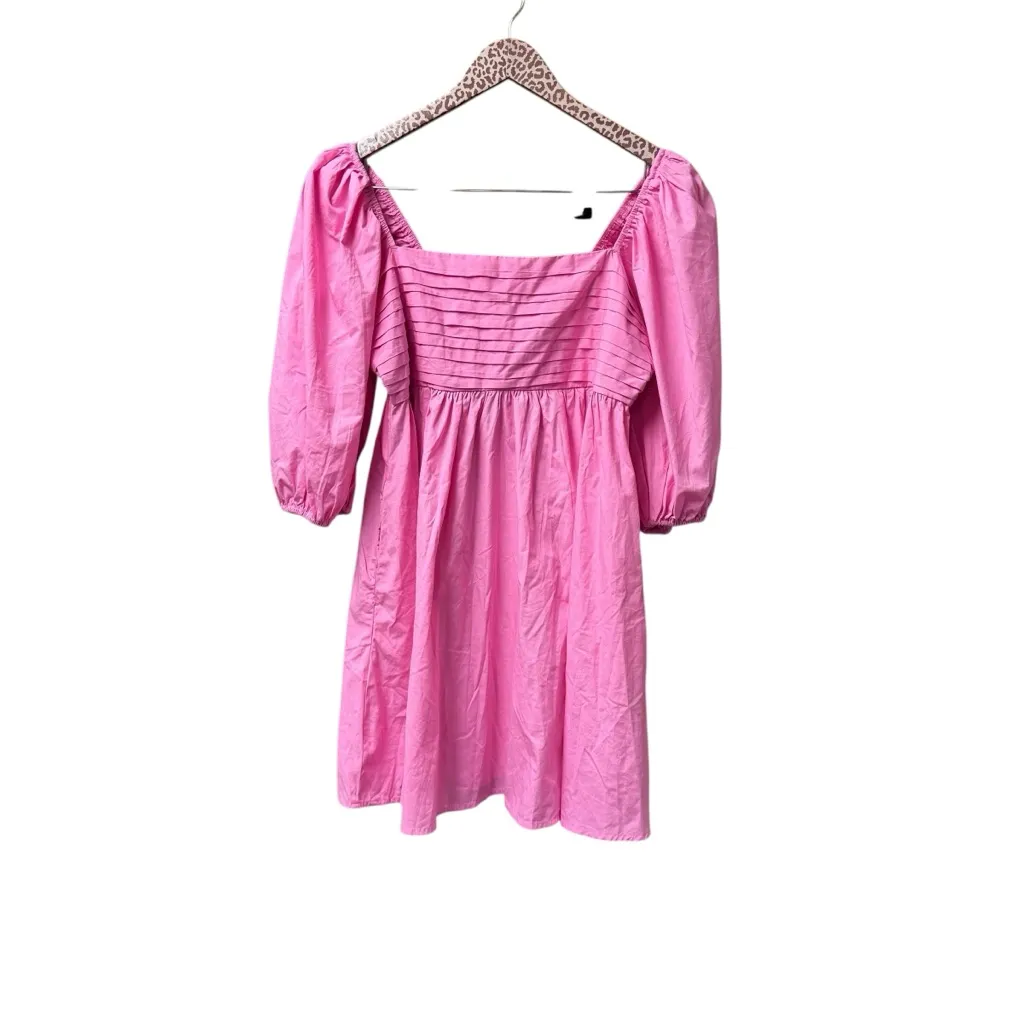 NEW Abercrombie & Fitch Emerson Puff Short Sleeve Mini Dress Pink Large TALL LT - Image 3