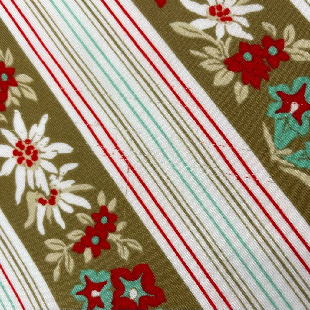 Vintage Scarf Floral Stripes Olive Green White Red Teal Square Retro 70s‎ 80s - Image 3