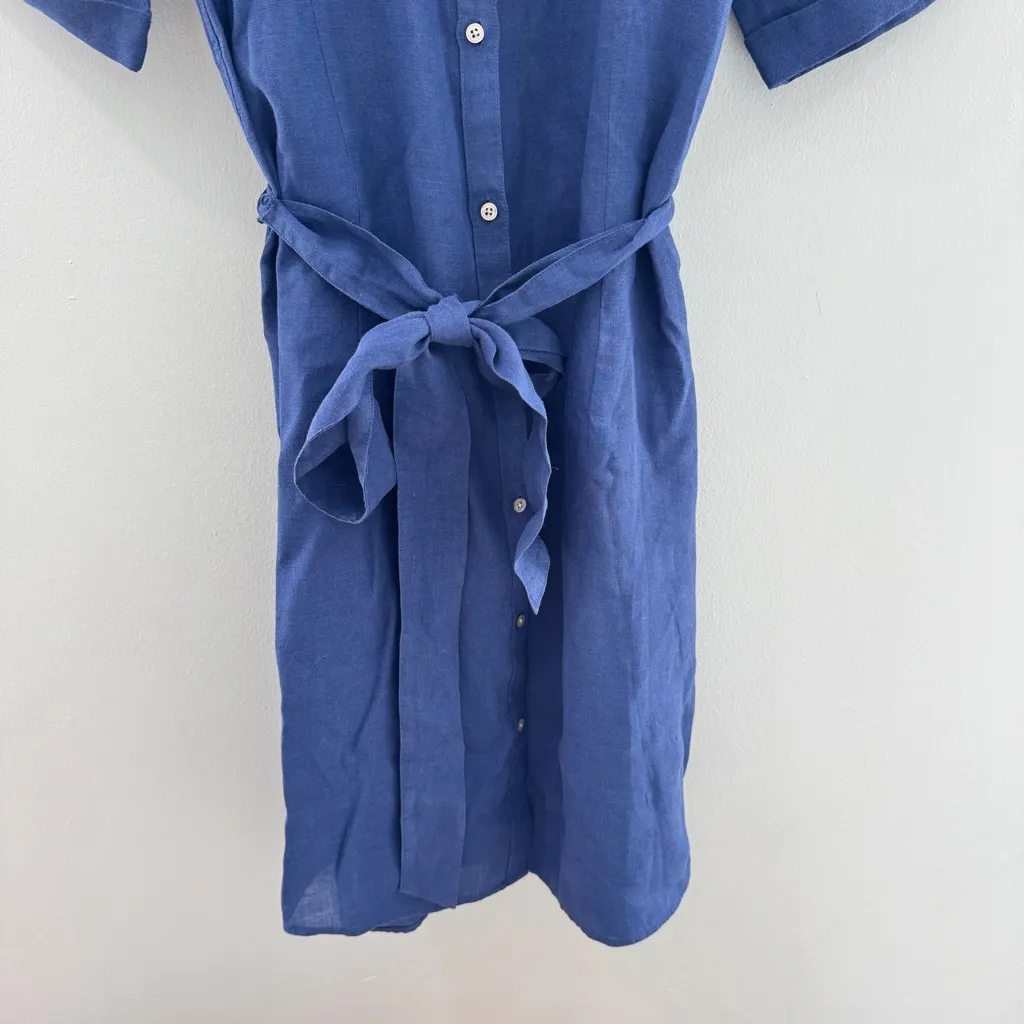 Untuckit Nancy Linen Shirt Dress Blue Size 16 - Image 3