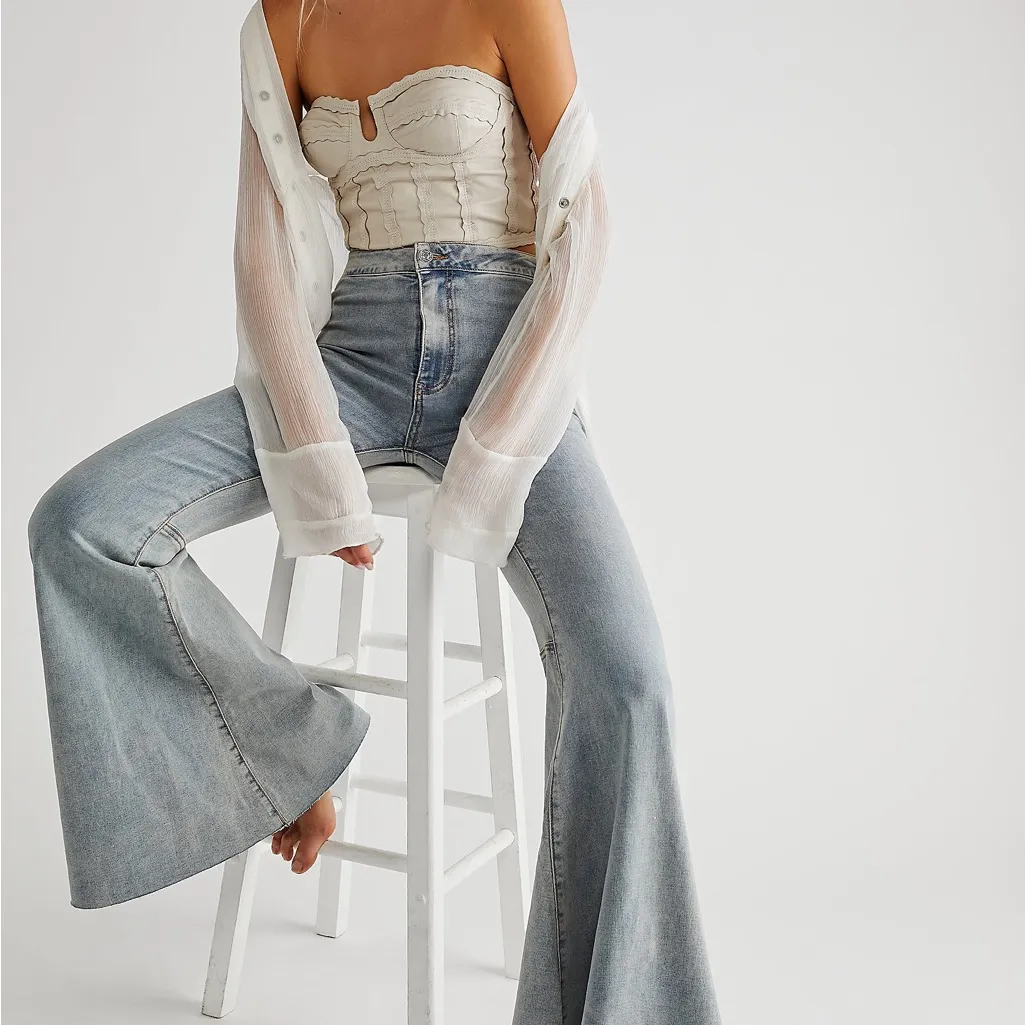 We The Free Just Float On Flare Jeans Wide Leg Y2K Sea Mist Blue 29 Y2K Festival - Image 3