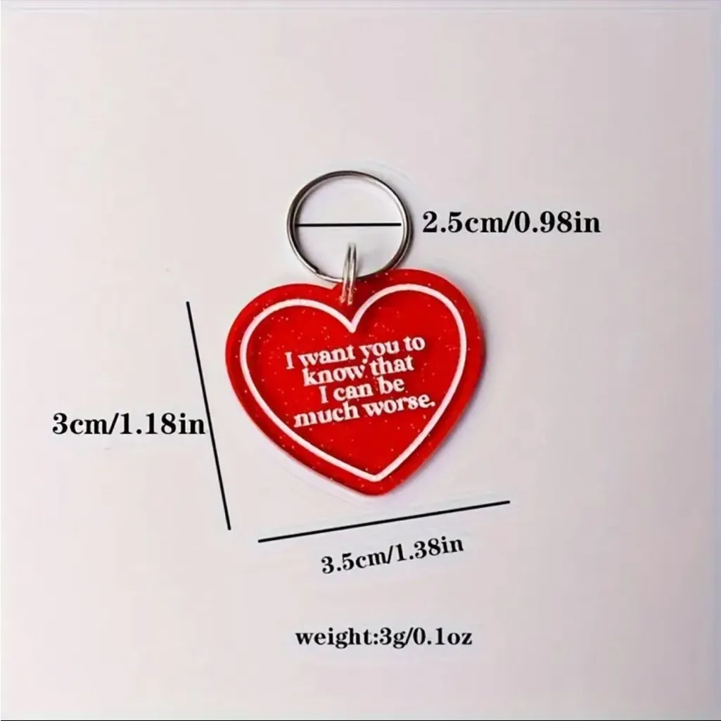 Red Heart Pendant Necklace “I Want You to Know I Can Be Much Worse” Humor NWT - Image 3
