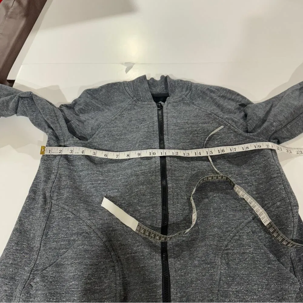 Lululemon Pleat To Street Bomber‎ Jacket in Heathered Snow Slub Coal Size 6 - Image 9