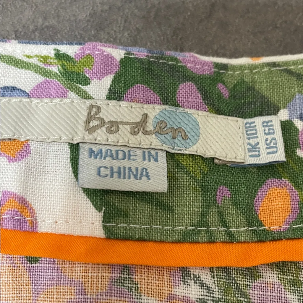 Boden Floral Linen Dress size 6 White - Image 8
