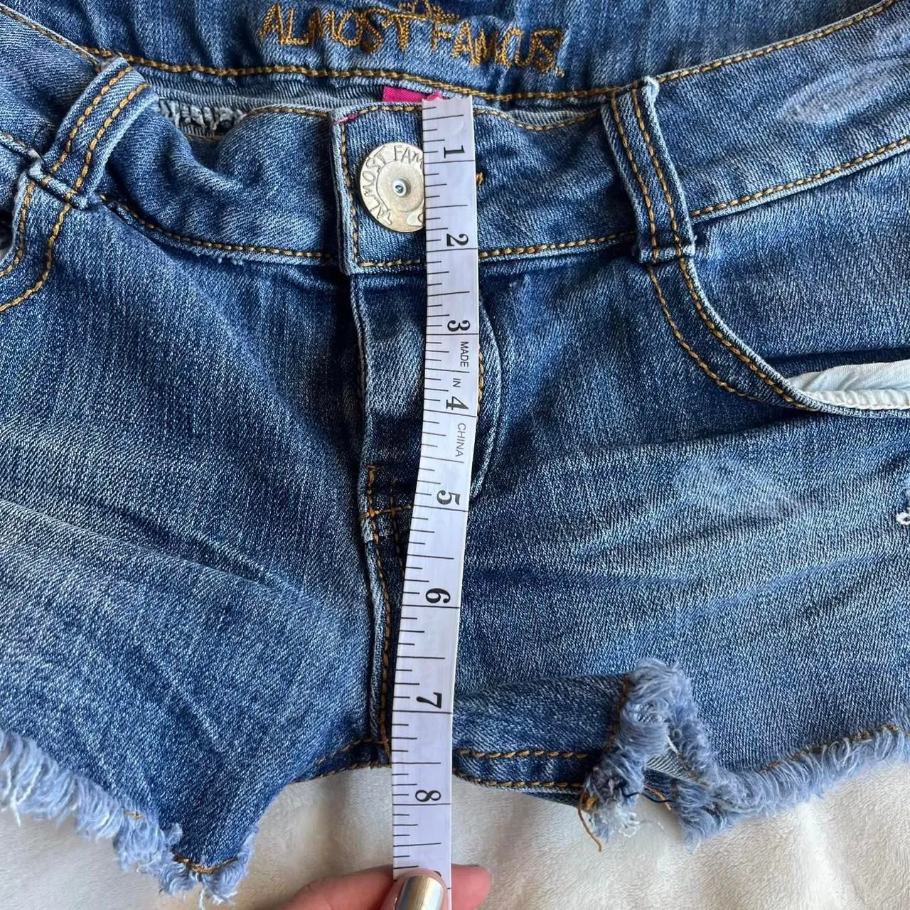 Vintage Y2K indie grunge Almost Famous blue denim low rise shorts size 11 - Image 7