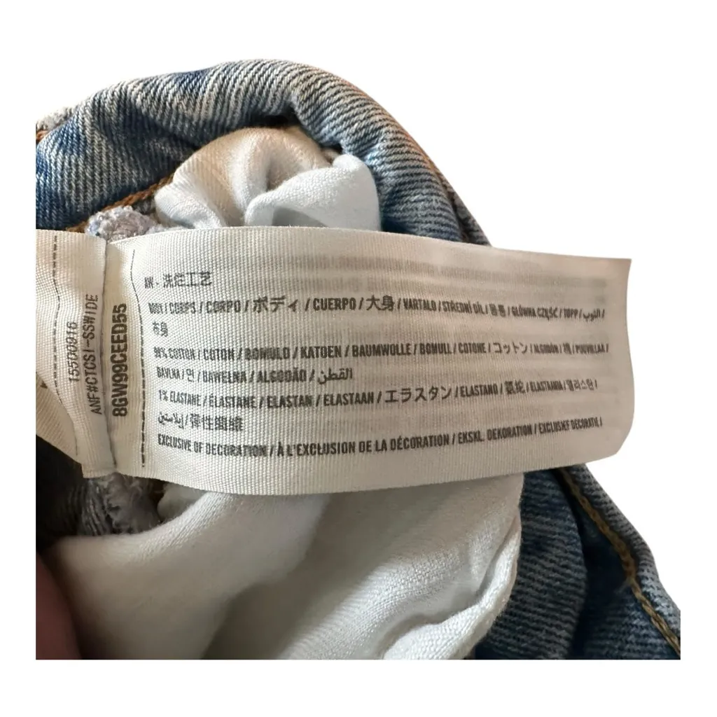 Abercrombie & Fitch 30 Short High Rise 90s Straight Distressed Ripped Jeans Gray - Image 5