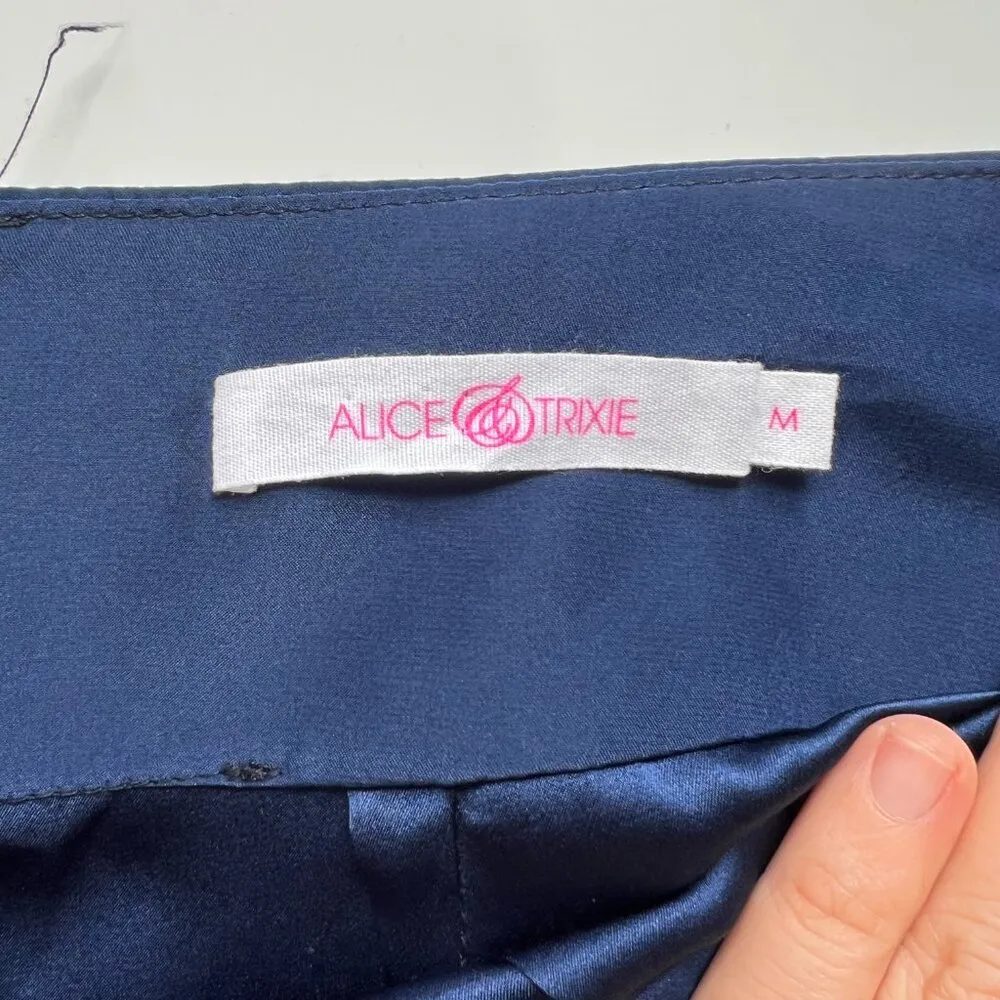 Alice & Trixie 100% Silk Blue High Waisted Wide Leg Flowy Pants Size M - Image 8