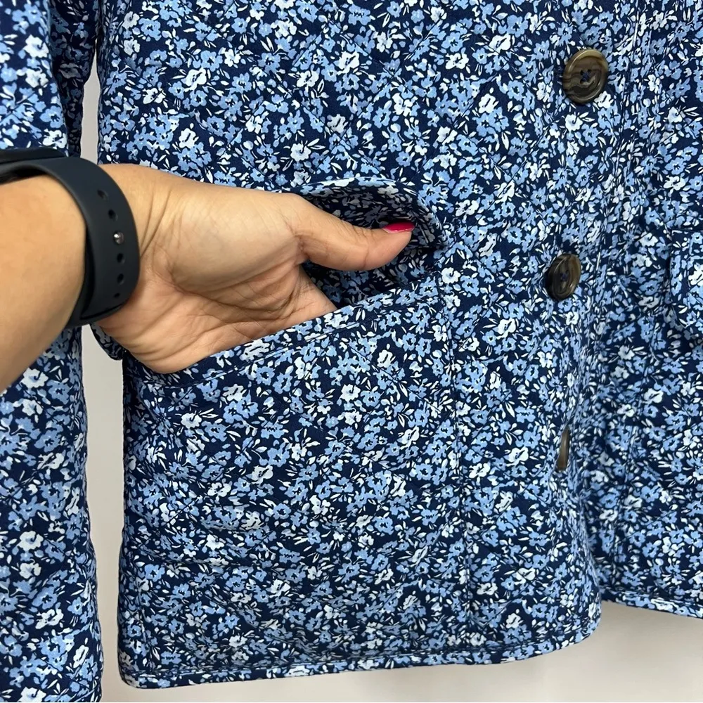 J.Crew Factory 2P Short Quilted Cotton Blend Jacket Blue - Image 13