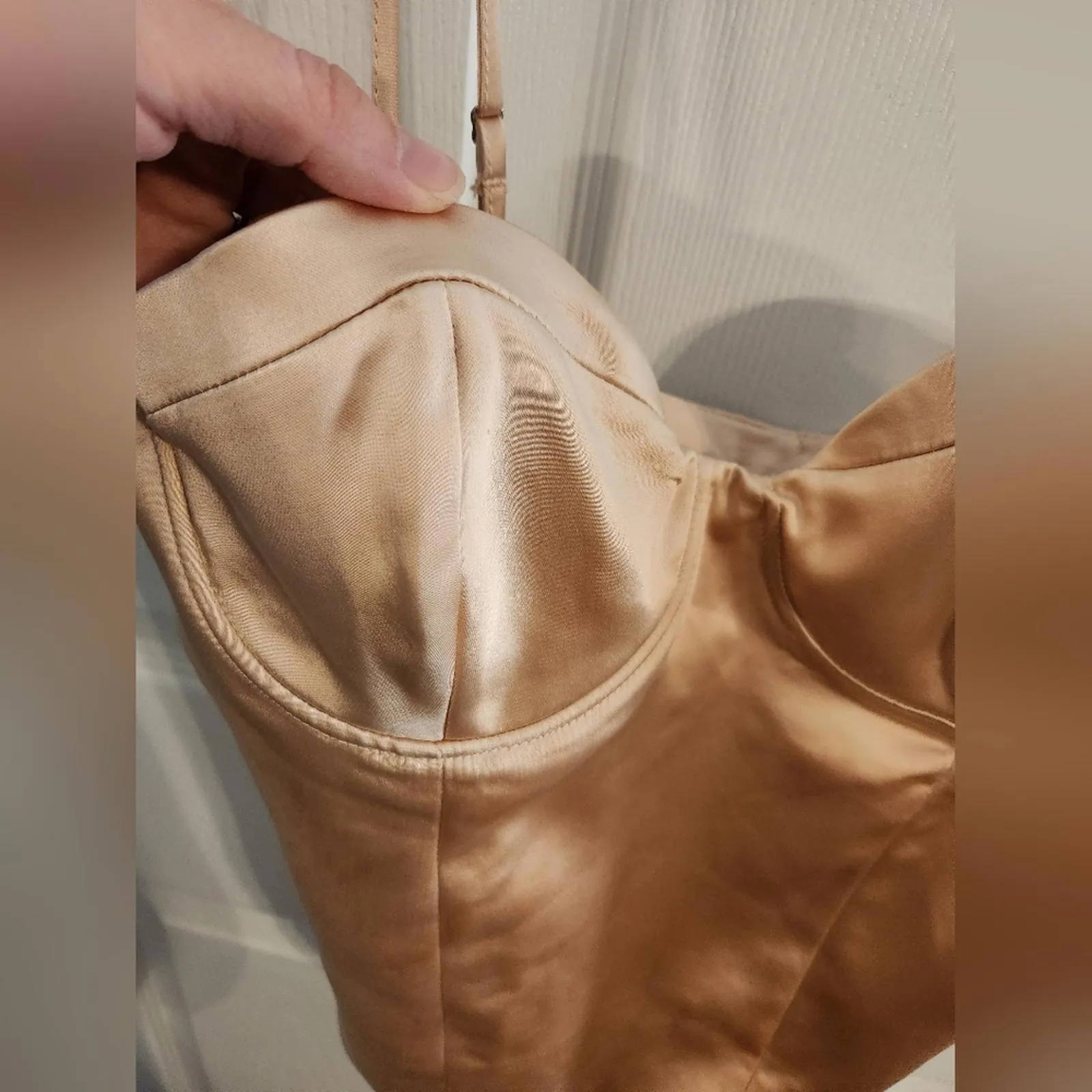 NWT ZARA body Satin burlesque corset peach body suit adjustable straps - Image 9