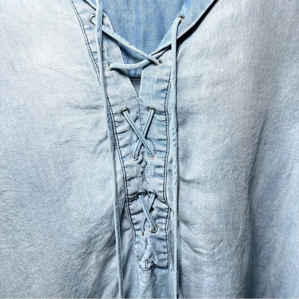 Vintage AMERICA BLUES Womens Light Blue Ombre Cuffed Collared Hi - Image 7