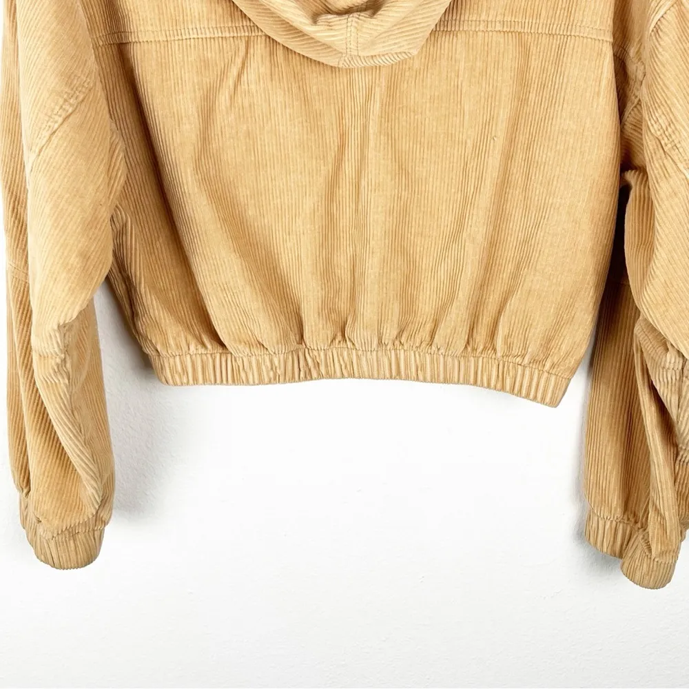 BDG Gold Corduroy Long Sleeves Hoodie Zip Closure Front Pockets Cropped Jacket - Image 11