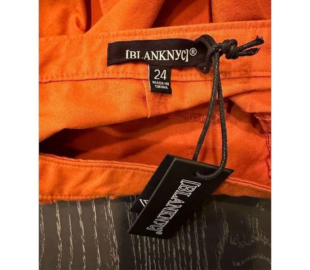 Black NYC Women’s High-Waisted Button Front Shorts Orange Size 24 NWT - Image 8