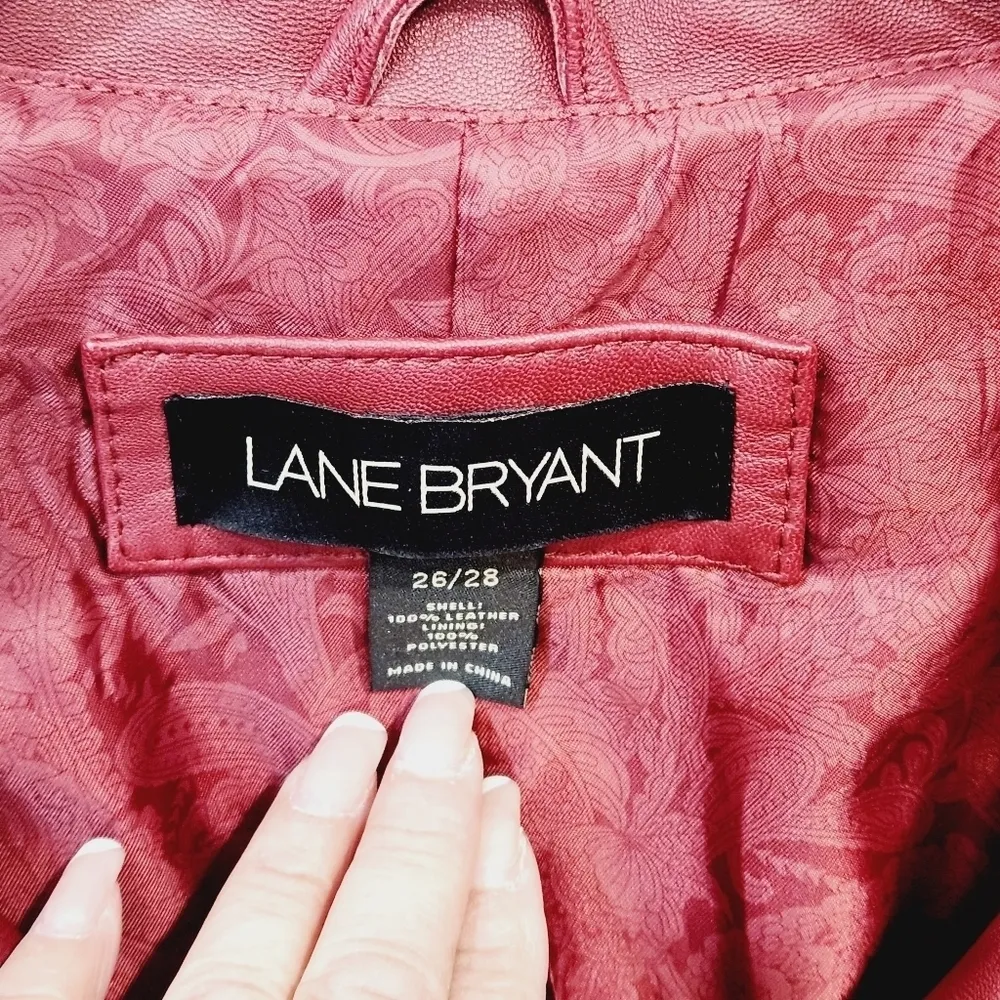 LANE Bryant Red 100% Pure Leather Jacket Size 26/28 - Image 7