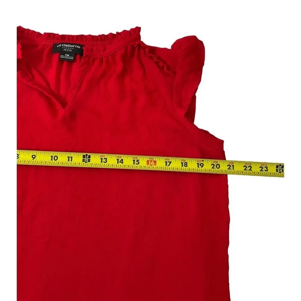 Liz Claiborne Career Women Petite Medium Red Flutter Sleeve 6-386 - Image 6