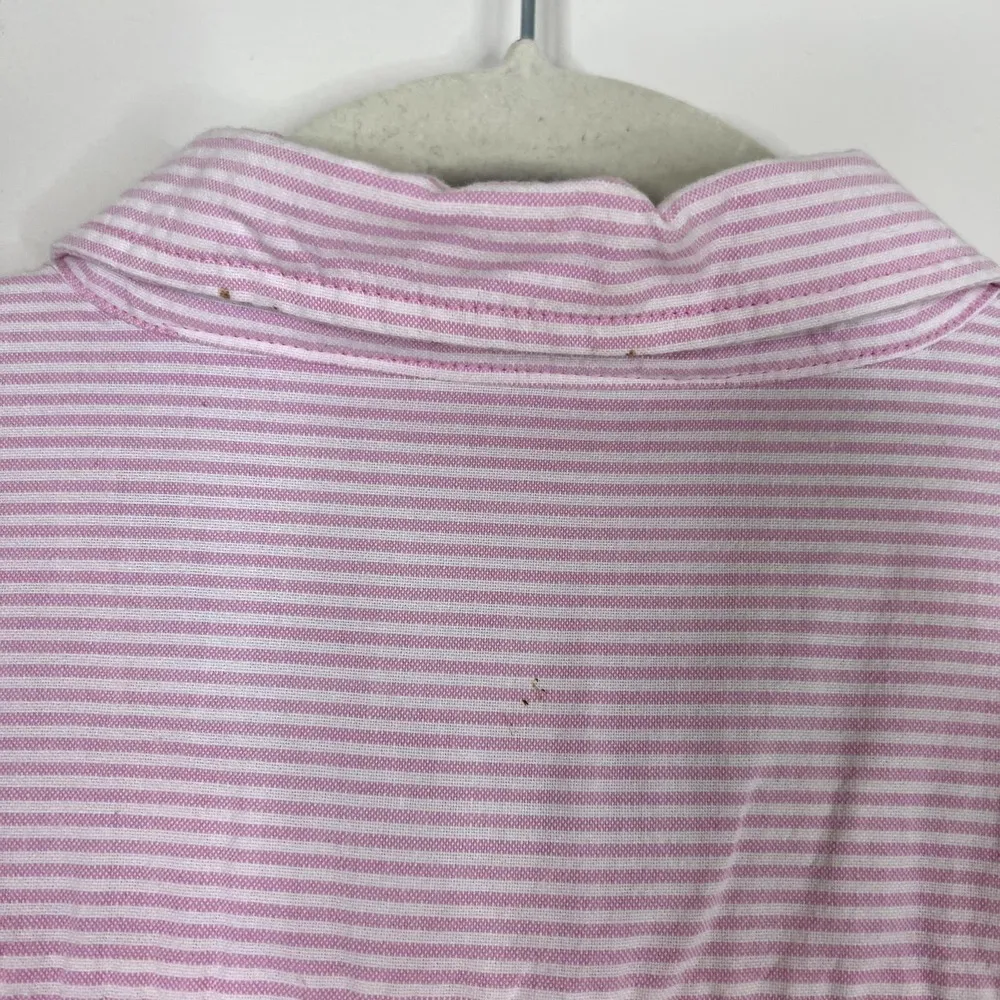 Vintage Women's Bugle Boy Pink & White Striped Button Down Preppy Academia Shirt - Image 9