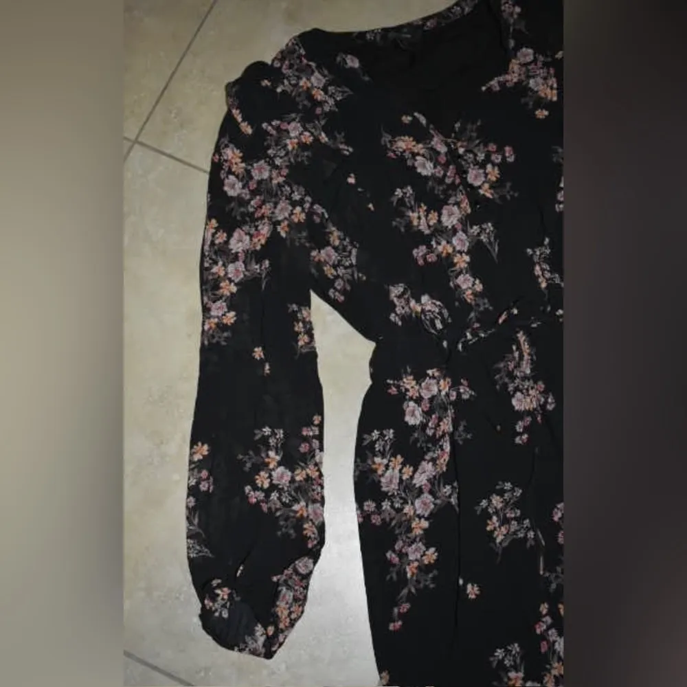 Ever New Melbourne Floral Ruffle Long Sleeve Elastic Waist Dress Size Large 12 Black - Image 6