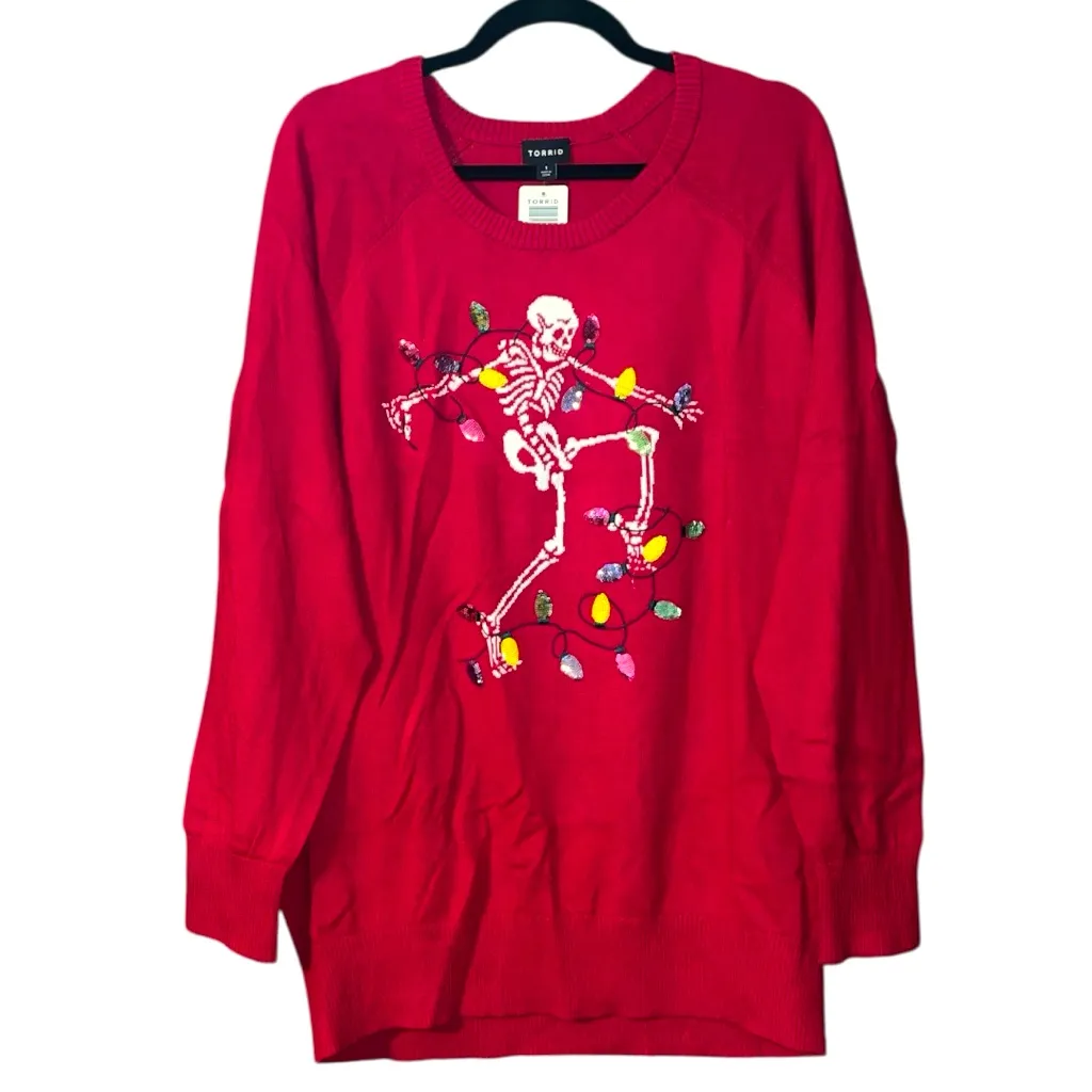Torrid Size 1:  Dancing Skeleton Pullover Crew Sweater - Image 4