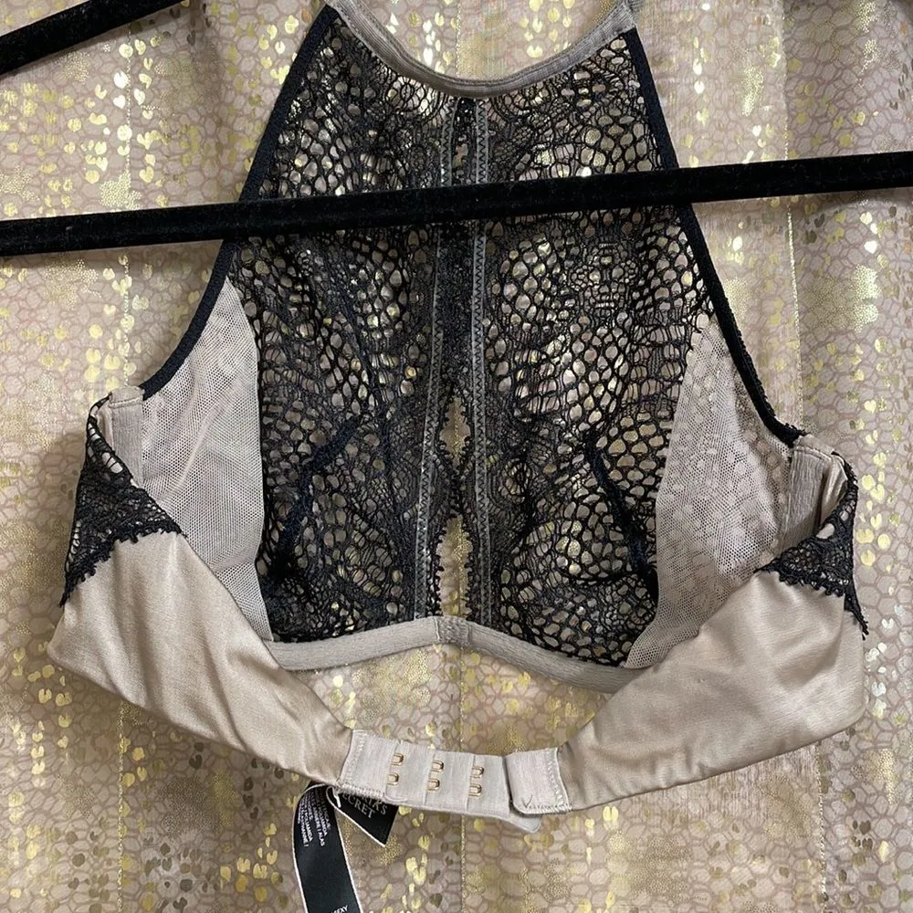 Victoria’s Secret Very Sexy black lace high neck underwire bralette, size 32C - Image 4
