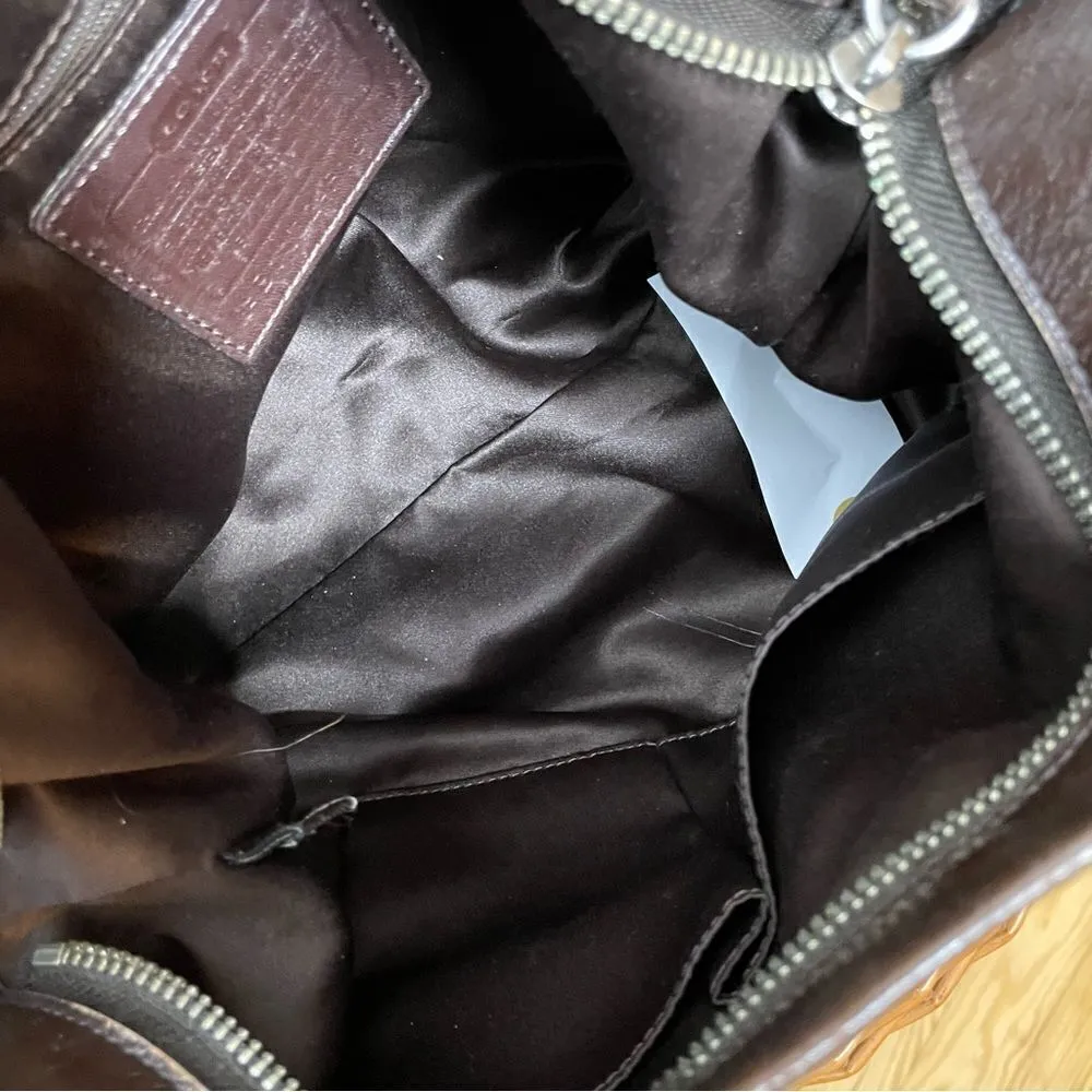 Coach Ashley Sateen Signature C Hobo Crossbody Bag Purse Brown Tan Hippie - Image 6