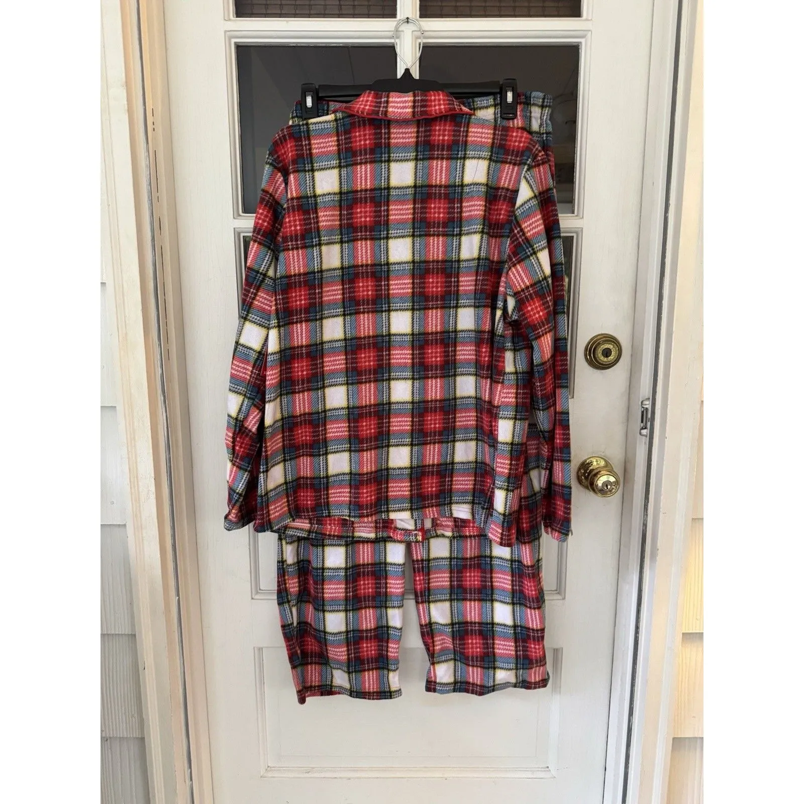 Red Plaid Christmas Pajama Set Women's XXL Jammies For Your Families New Fleece - Image 9