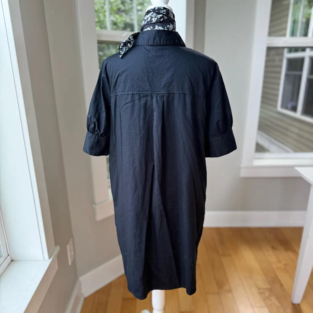 Old Navy Black Cotton Short Sleeve Button Down Shirt Dress French Style Medium - Image 4