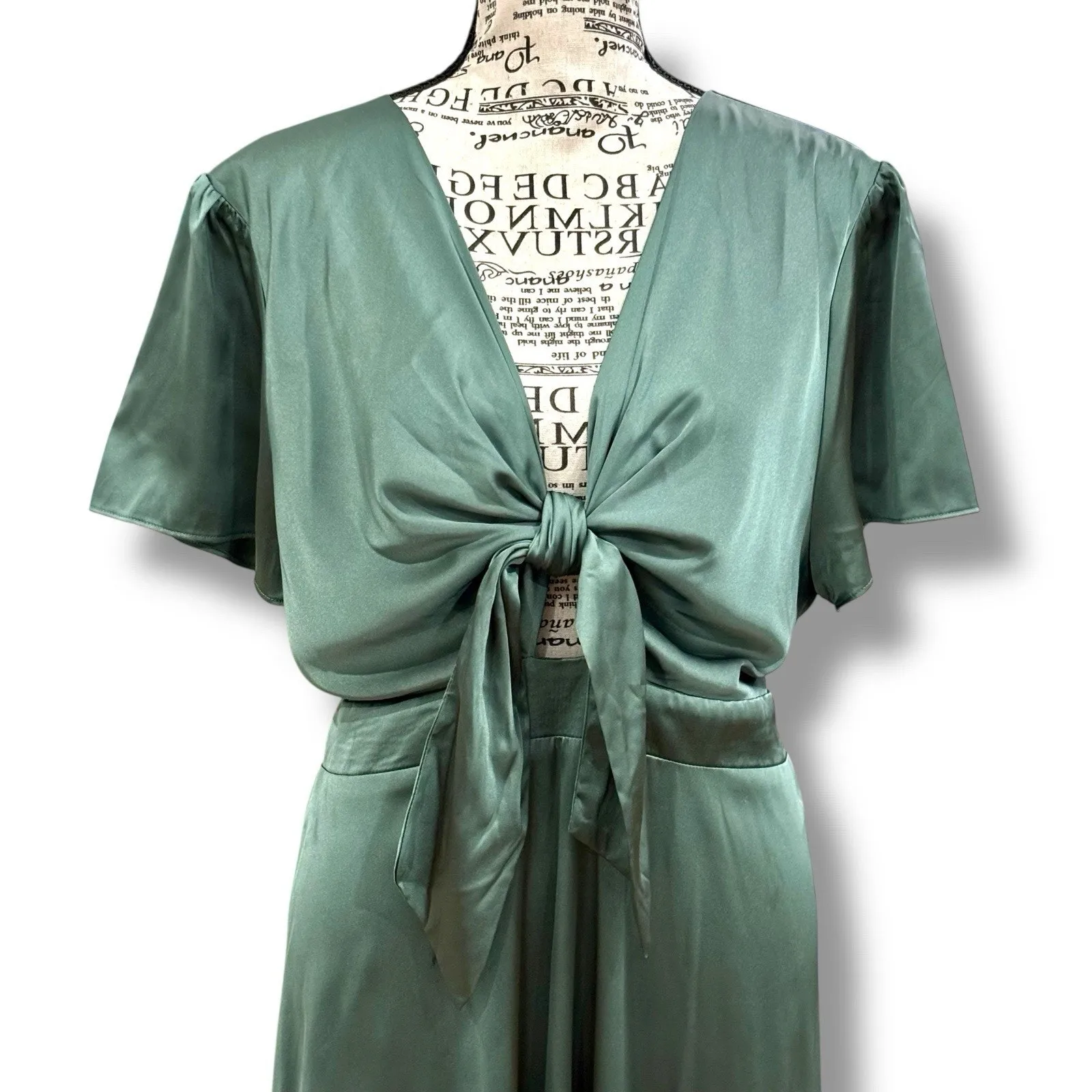 NWT Baltic Born Size 3XL Poppy Satin Midi Dress - Winter Green Event Wedding - Image 2