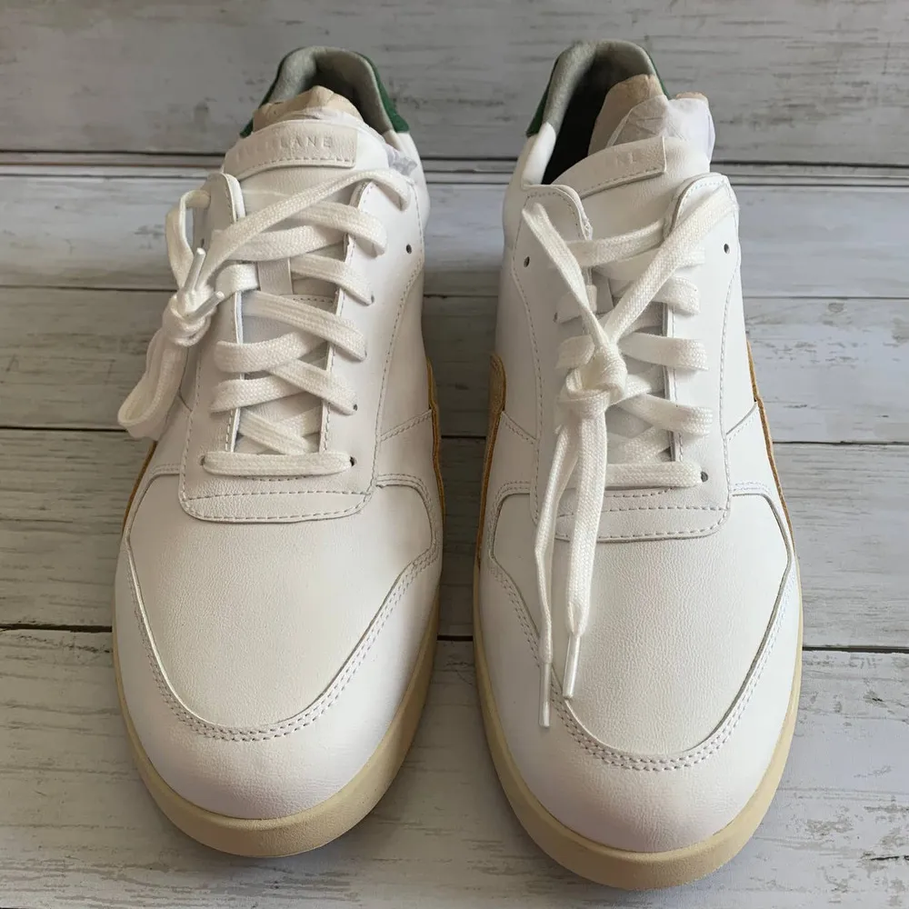 NEW Everlane The Releather Court Tennis Shoes Sneakers in White/Green/Tan - Image 3