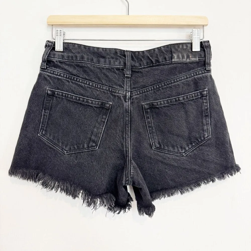 Paige Denim Noella‎ Frayed Hem Dark Wash Black Jean Shorts Summer Casual Size 25 - Image 8