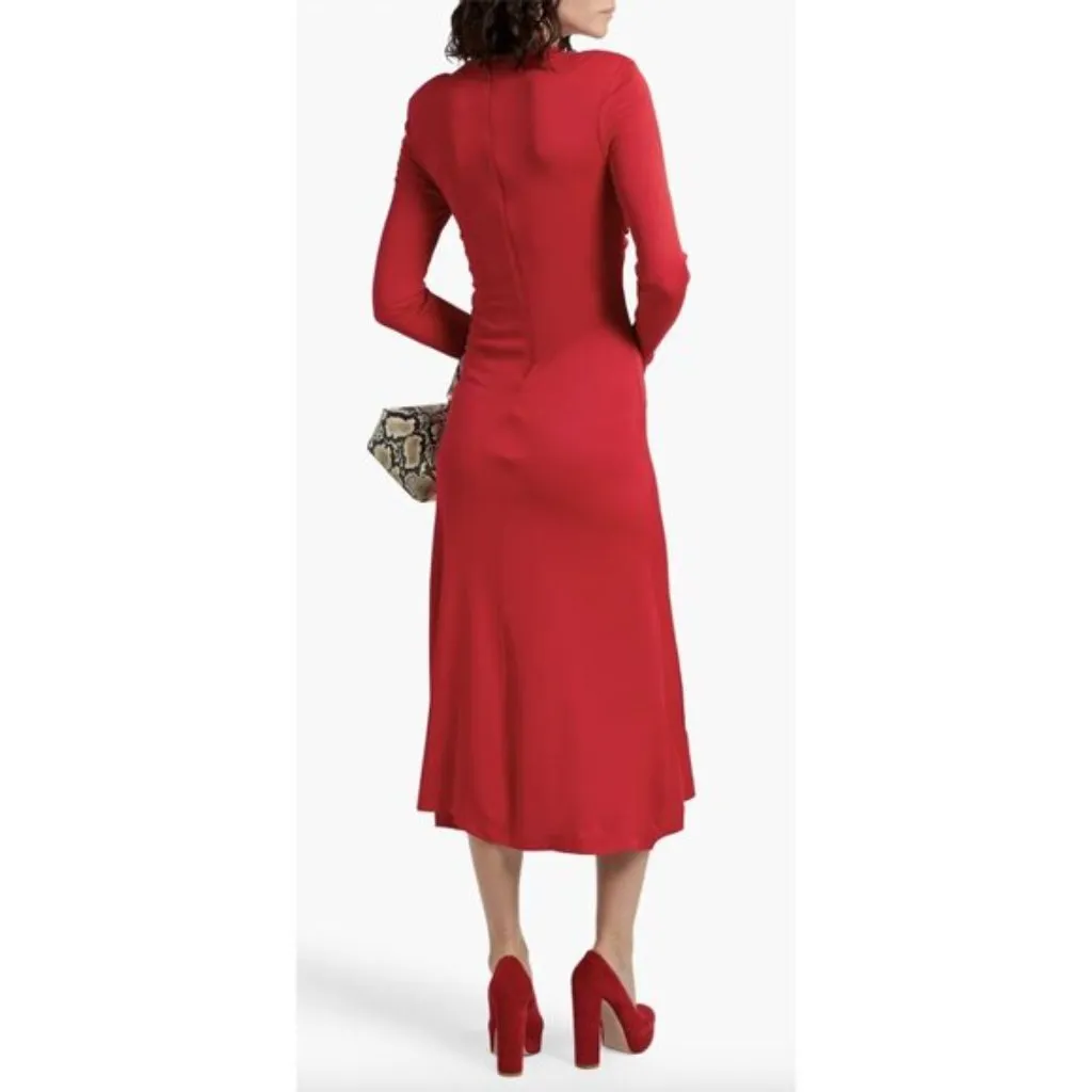 FARM Rio Twisted Jersey Midi Dress in Red Size Medium - Image 9