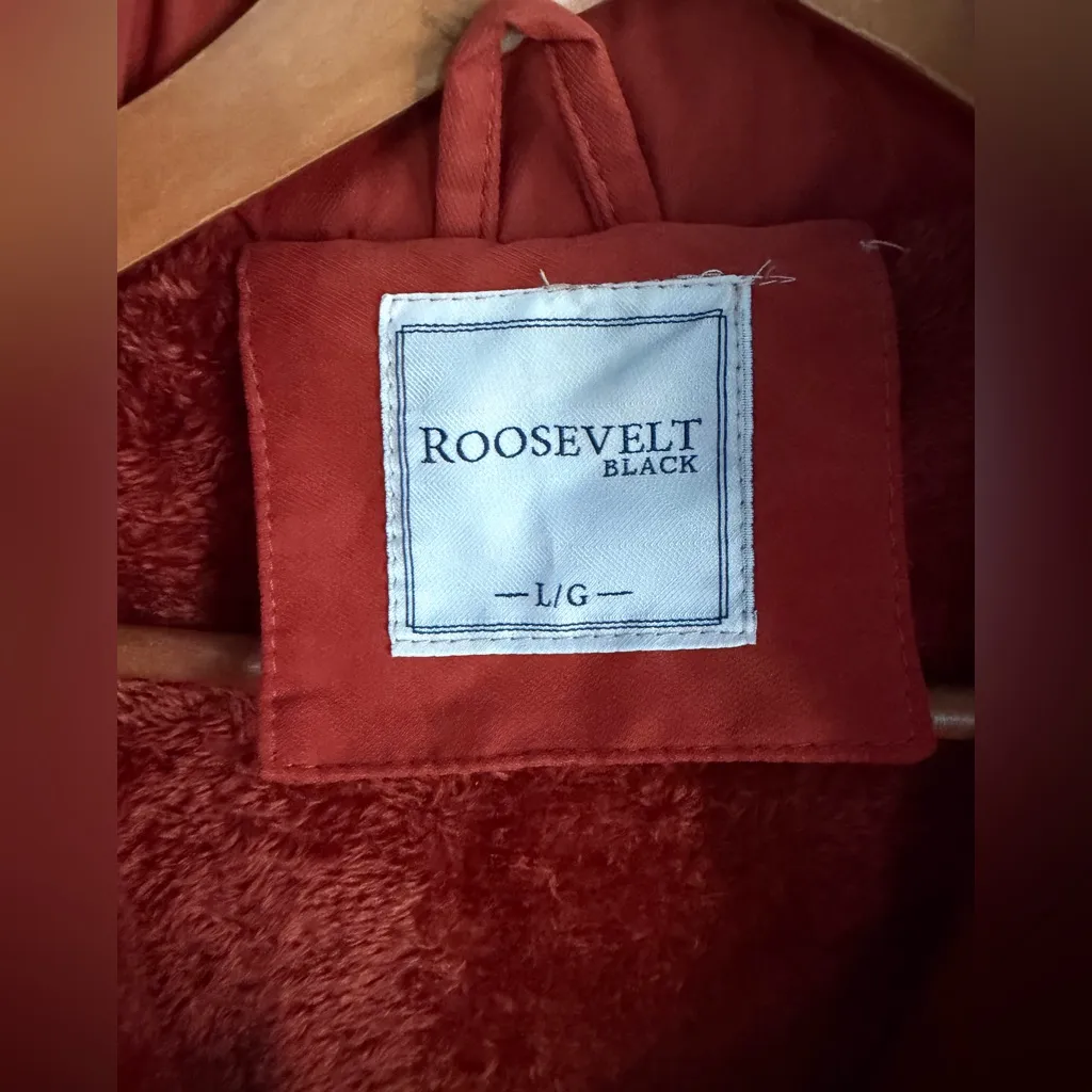 ROOSEVELT BLACK Women’s jacket Teddy Lined Parka Faux Fur Hood Terracotta Size L Size L - Image 2