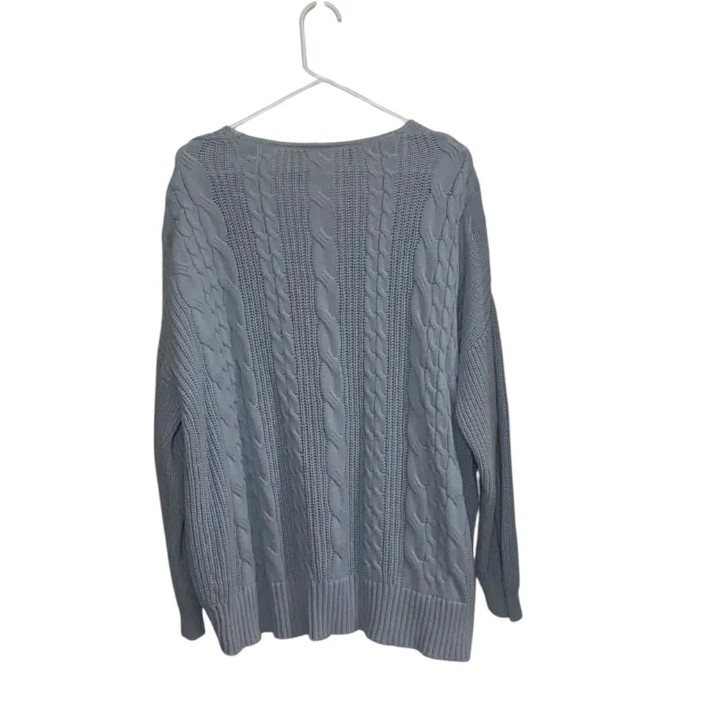 Cable Knit light Blue Oversized corset Lace Up Chunky Knit Pullover Sweater Top Size XL - Image 7