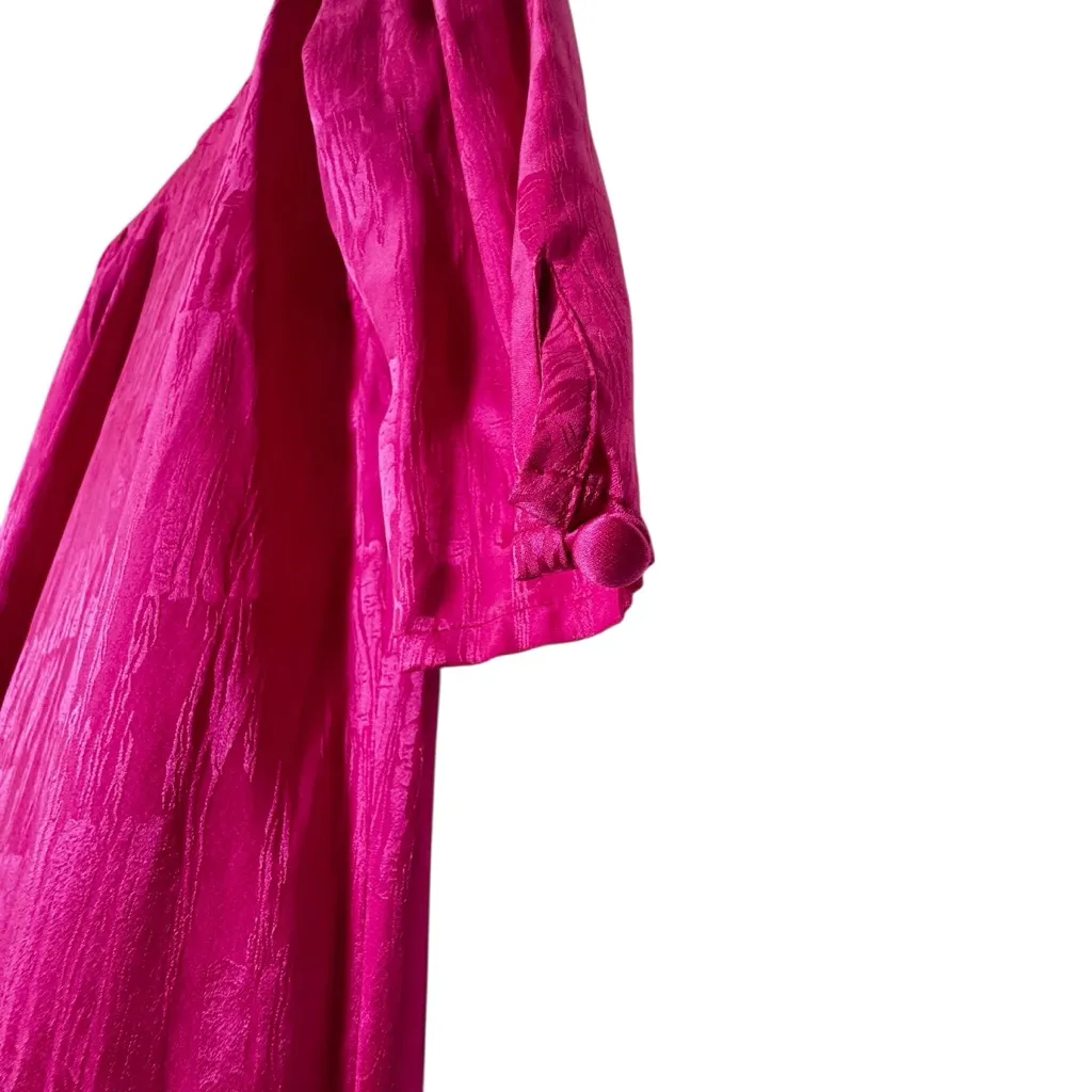 Vintage MS Chaus Silk Pink Fuchsia 3/4 Length Sleeve Dress Velcro Shoulder Pads Size 12 - Image 4