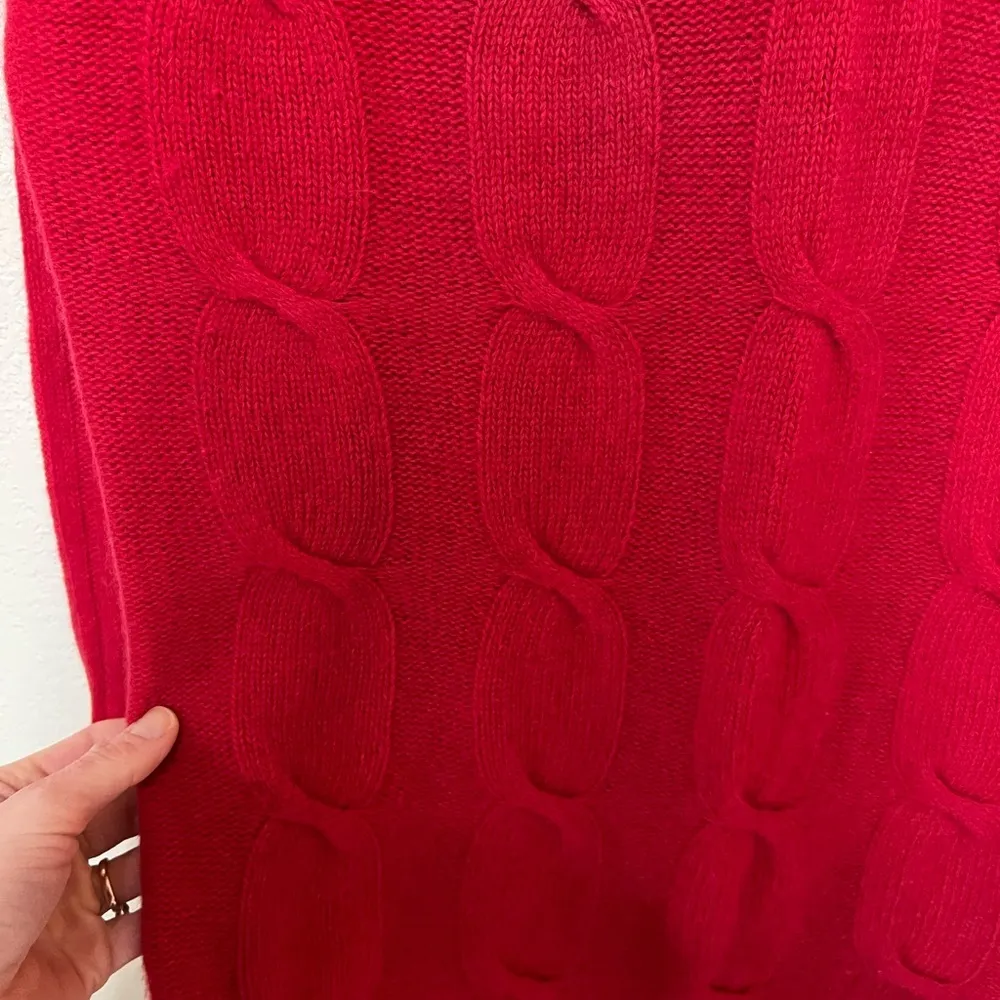 VTG The limited angora wool blend cherry red v-neck cableknit sweater S - Image 6